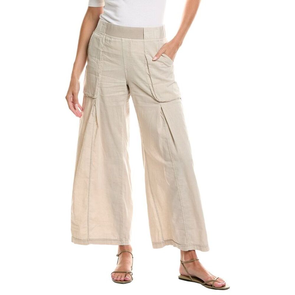 Xcvi Womens Charli Linen-Blend Wide Leg Pant, Brown